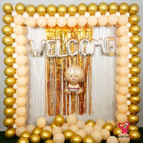 Image of Golden and Peach Welcome Decor 