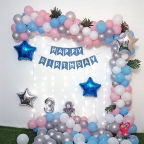 Image of Pink and Blue Birthday Arch
