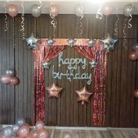 Image of Rosegold Curtain Birthday Decor