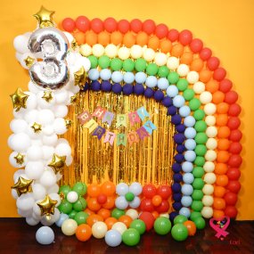 Image of Rainbow Theme Birthday Decor