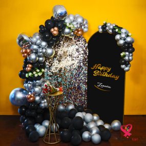 Premium Silver Black Birthday Decor