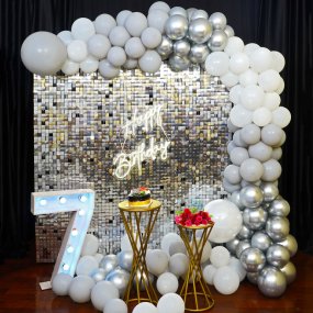 Image of Silver Gray Sequin Panel Decor